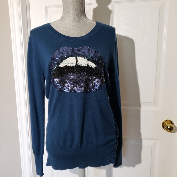 Markus Lupfer Sweaters - MARKUS LUPFER 100% merino wool sequined lip sweater